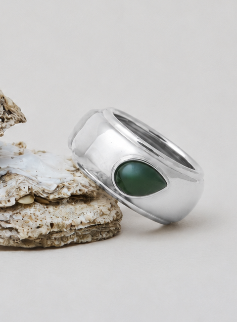 No. 2  Sterling Silver Bezel Set Oura Companion Ring