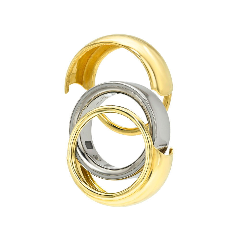 No. 3  Solid Gold & Diamond Stacked Oura Companion Ring