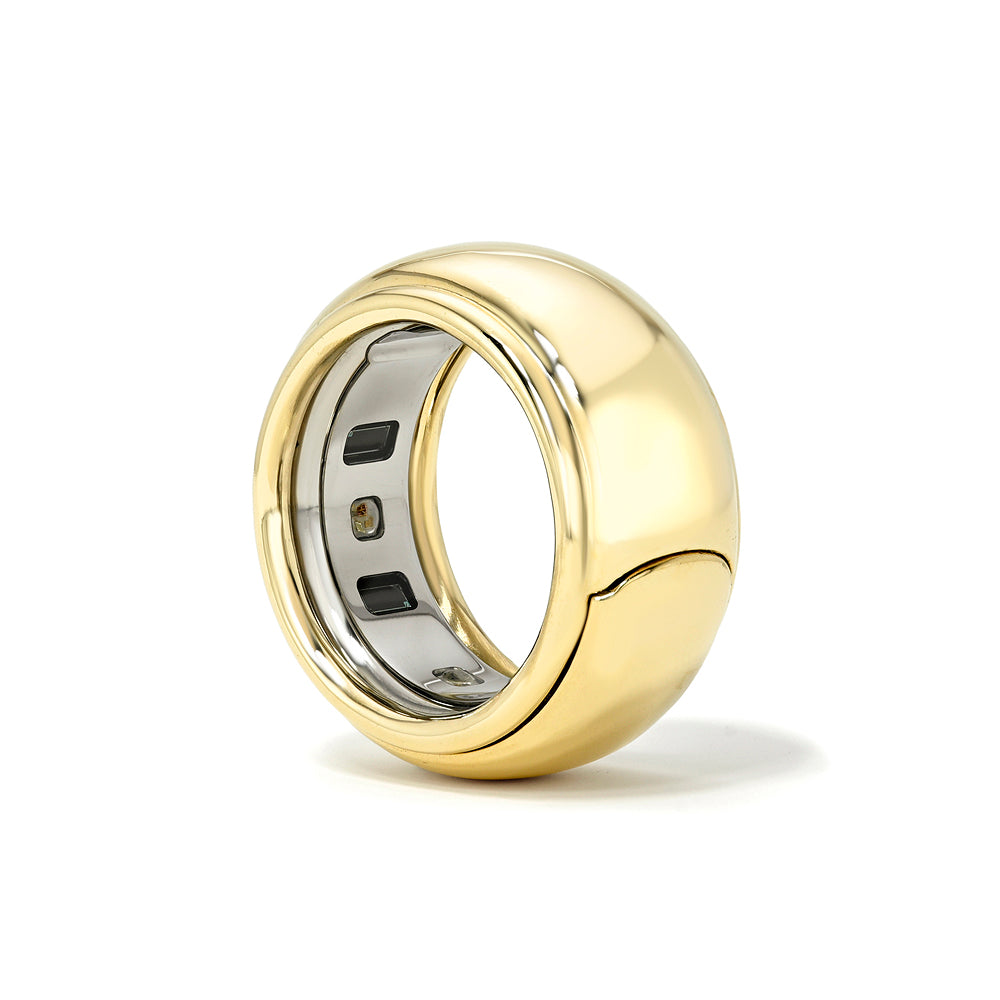 Solid gold AUVEA ring designed to cover and elevate the Oura Ring 4