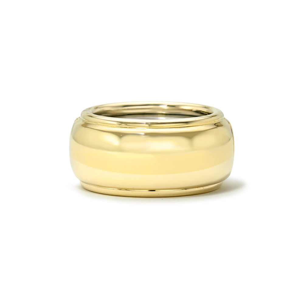 Solid gold AUVEA two-band ring designed to cover and elevate the Oura Ring 4