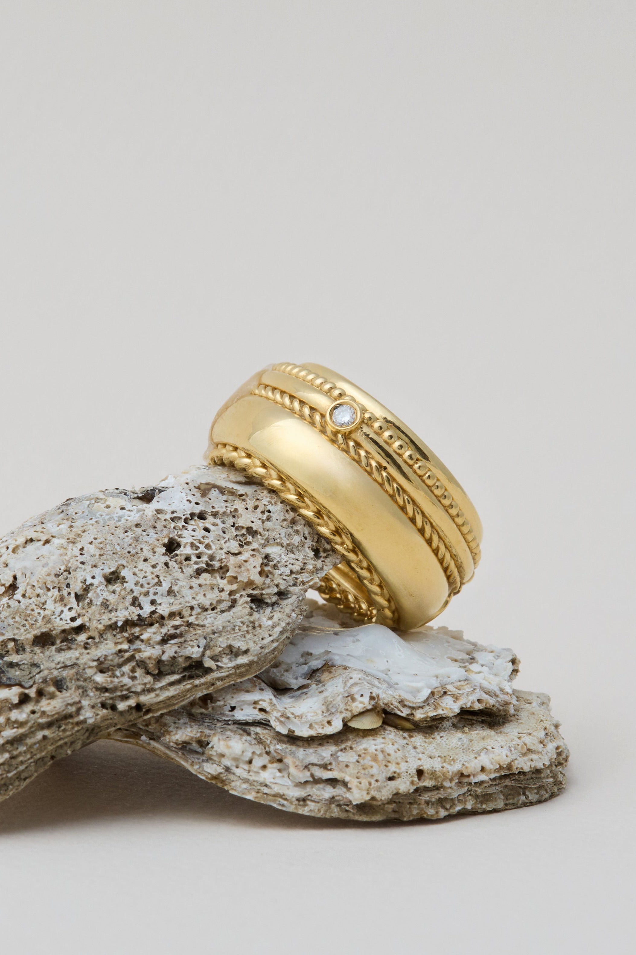 No. 3  Solid Gold & Diamond Stacked Oura Companion Ring