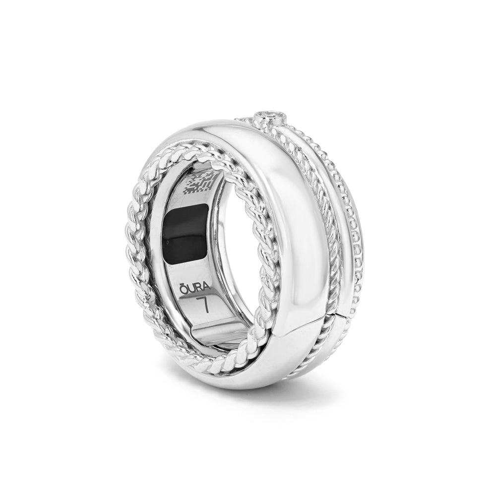 Auvea white gold stack ring Oura ring cover side profile 